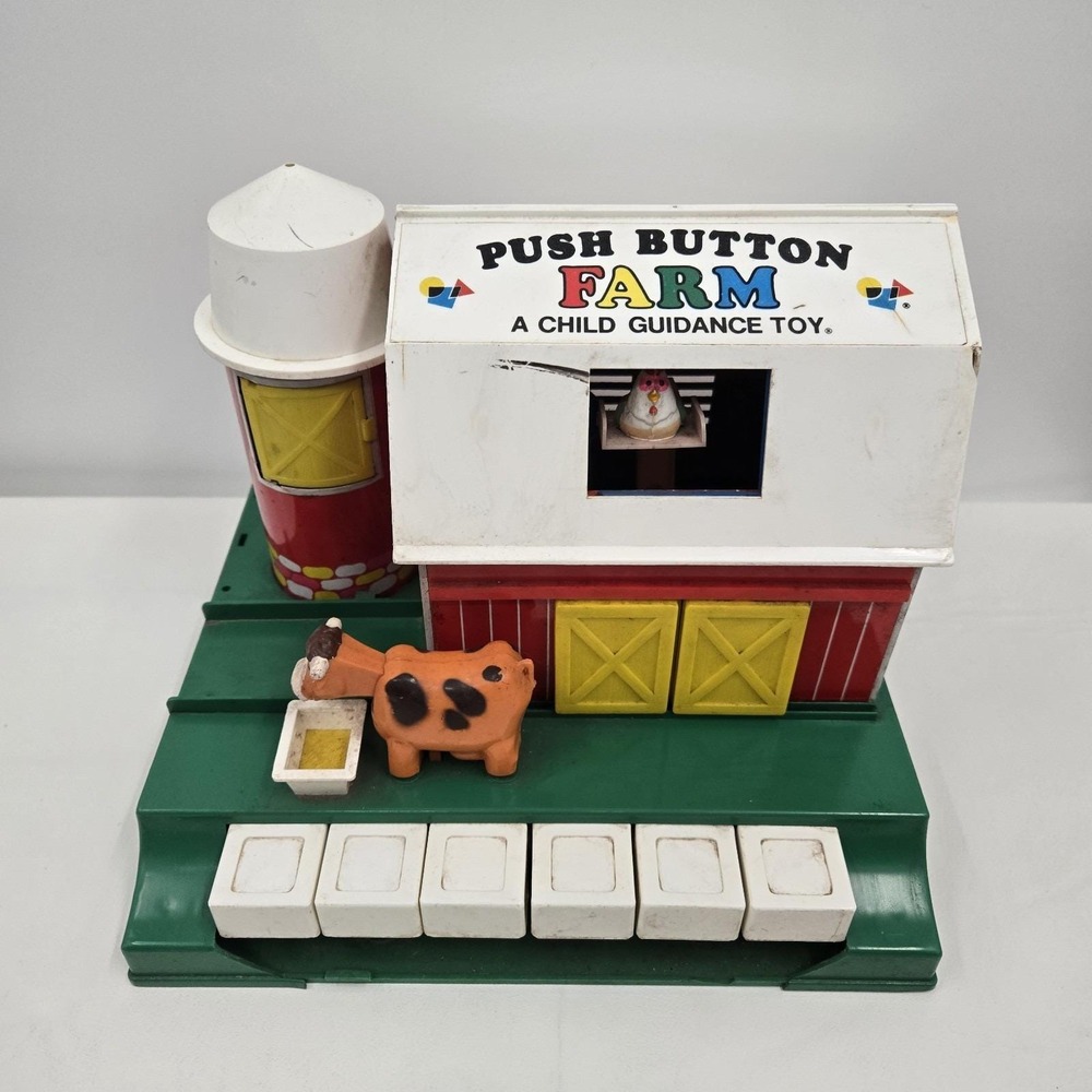 Push Button Farm A Child Guidance Toy Vintage See Details Barn Cow